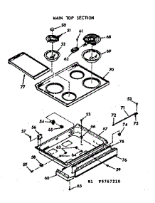 Main Top Section parts for Kenmore Range 103.9767220 (1039767220, 103 9767220) from AppliancePartsPros.com