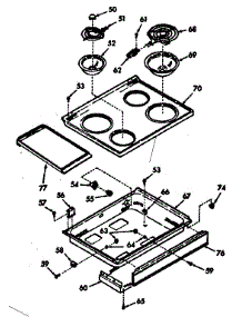 Main Top Section parts for Kenmore Range 103.9767340 (1039767340, 103 9767340) from AppliancePartsPros.com