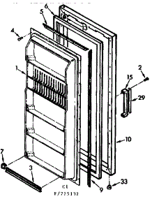 Door Parts parts for Kenmore Freezer 106.725132 (106725132, 106 725132) from AppliancePartsPros.com