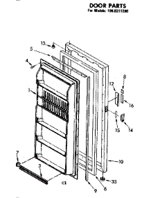 Door Parts parts for Kenmore Freezer 106.8211280 (1068211280, 106 8211280) from AppliancePartsPros.com