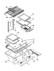 Shelf parts for Kenmore Refrigerator 106.61899001 (10661899001, 106 61899001) from AppliancePartsPros.com
