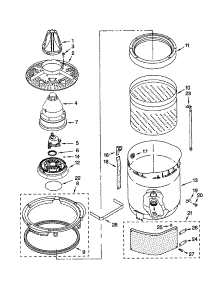 Washplate, Basket, And Tub parts for Kenmore Washer 110.21084001 (11021084001, 110 21084001) from AppliancePartsPros.com