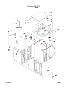 Top And Cabinet Parts parts for Kenmore Washer 110.21112010 (11021112010, 110 21112010) from AppliancePartsPros.com