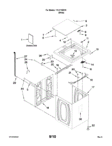 Top And Cabinet Parts parts for Kenmore Washer 110.21182010 (11021182010, 110 21182010) from AppliancePartsPros.com