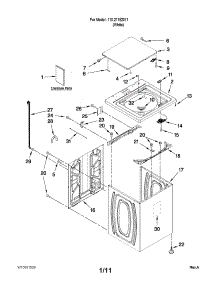 Top And Cabinet Parts parts for Kenmore Washer 110.21182011 (11021182011, 110 21182011) from AppliancePartsPros.com