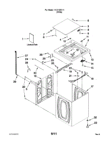 Top And Cabinet Parts parts for Kenmore Washer 110.21252111 (11021252111, 110 21252111) from AppliancePartsPros.com