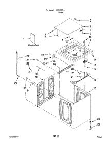 Top And Cabinet Parts parts for Kenmore Washer 110.21352111 (11021352111, 110 21352111) from AppliancePartsPros.com