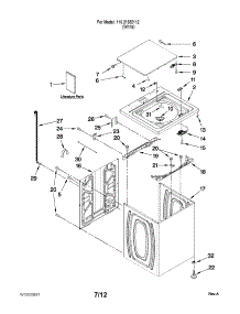 Top And Cabinet Parts parts for Kenmore Washer 110.21352112 (11021352112, 110 21352112) from AppliancePartsPros.com