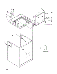 Top And Cabinet Parts parts for Kenmore Washer 110.16812503 (11016812503, 110 16812503) from AppliancePartsPros.com