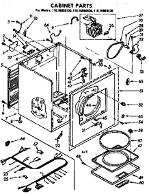 Cabinet Parts parts for Kenmore Dryer 110.76960630 (11076960630, 110 76960630) from AppliancePartsPros.com
