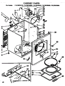 Cabinet Parts parts for Kenmore Dryer 110.76970400 (11076970400, 110 76970400) from AppliancePartsPros.com