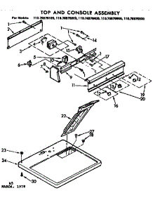 Top And Console Assembly parts for Kenmore Dryer 110.76970400 (11076970400, 110 76970400) from AppliancePartsPros.com