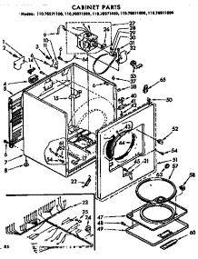 Cabinet Parts parts for Kenmore Dryer 110.76971200 (11076971200, 110 76971200) from AppliancePartsPros.com