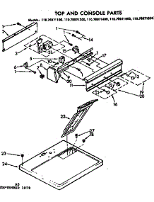 Top And Console Parts parts for Kenmore Dryer 110.76971600 (11076971600, 110 76971600) from AppliancePartsPros.com