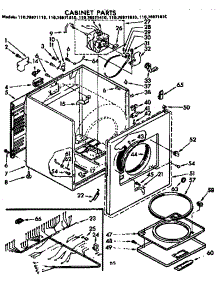 Cabinet Parts parts for Kenmore Dryer 110.76971810 (11076971810, 110 76971810) from AppliancePartsPros.com