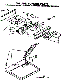 Top And Console Parts parts for Kenmore Dryer 110.76972230 (11076972230, 110 76972230) from AppliancePartsPros.com