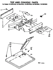 Top And Console Parts parts for Kenmore Dryer 110.76972420 (11076972420, 110 76972420) from AppliancePartsPros.com