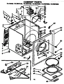Cabinet Parts parts for Kenmore Dryer 110.76972430 (11076972430, 110 76972430) from AppliancePartsPros.com