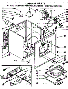 Cabinet Parts parts for Kenmore Dryer 110.76974150 (11076974150, 110 76974150) from AppliancePartsPros.com