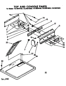 Top And Console Parts parts for Kenmore Dryer 110.76974220 (11076974220, 110 76974220) from AppliancePartsPros.com
