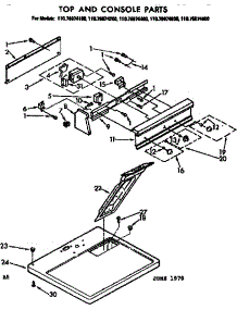 Top And Console Parts parts for Kenmore Dryer 110.76974600 (11076974600, 110 76974600) from AppliancePartsPros.com
