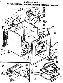 Cabinet Parts parts for Kenmore Dryer 110.76974640 (11076974640, 110 76974640) from AppliancePartsPros.com
