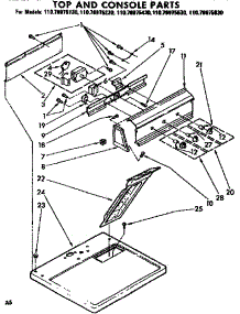 Top And Console Parts parts for Kenmore Dryer 110.76975130 (11076975130, 110 76975130) from AppliancePartsPros.com