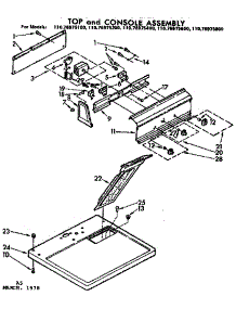 Top And Console Assembly parts for Kenmore Dryer 110.76975400 (11076975400, 110 76975400) from AppliancePartsPros.com
