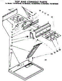 Top And Console Parts parts for Kenmore Dryer 110.76975640 (11076975640, 110 76975640) from AppliancePartsPros.com
