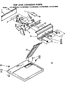 Top And Console Parts parts for Kenmore Dryer 110.76978800 (11076978800, 110 76978800) from AppliancePartsPros.com
