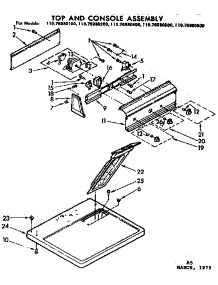 Top And Console Assembly parts for Kenmore Dryer 110.76980100 (11076980100, 110 76980100) from AppliancePartsPros.com