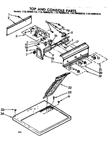 Top And Console Parts parts for Kenmore Dryer 110.76980110 (11076980110, 110 76980110) from AppliancePartsPros.com