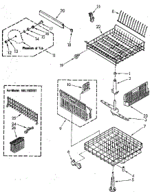 Dishrack parts for Kenmore Dishwasher 665.1560591 (6651560591, 665 1560591) from AppliancePartsPros.com