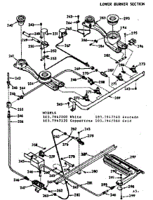 Lower Burner Section parts for Kenmore Range 103.7947140 (1037947140, 103 7947140) from AppliancePartsPros.com