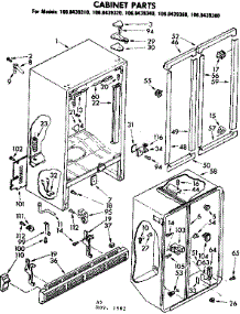 Cabinet Parts parts for Kenmore Refrigerator 106.8439340 (1068439340, 106 8439340) from AppliancePartsPros.com