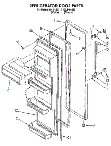 Refrigerator Door parts for Kenmore Refrigerator 106.8490285 (1068490285, 106 8490285) from AppliancePartsPros.com