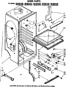 Liner Parts parts for Kenmore Refrigerator 106.8624350 (1068624350, 106 8624350) from AppliancePartsPros.com