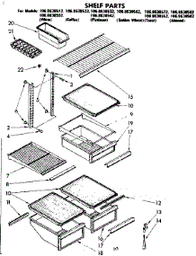 Shelf Parts parts for Kenmore Refrigerator 106.8638512 (1068638512, 106 8638512) from AppliancePartsPros.com