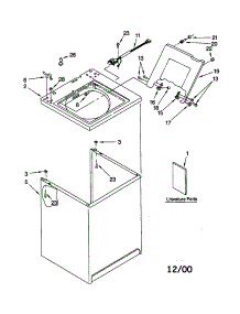 Top And parts for Kenmore Washer 110.20412991 (11020412991, 110 20412991) from AppliancePartsPros.com