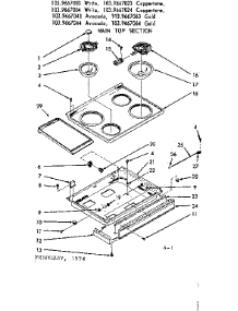 Main Top Section parts for Kenmore Range 103.9667003 (1039667003, 103 9667003) from AppliancePartsPros.com
