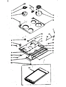 Main Top Section parts for Kenmore Range 103.9667040 (1039667040, 103 9667040) from AppliancePartsPros.com