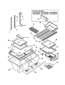 Shelf parts for Kenmore Refrigerator 106.63284301 (10663284301, 106 63284301) from AppliancePartsPros.com