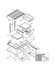 Shelf parts for Kenmore Refrigerator 106.63864302 (10663864302, 106 63864302) from AppliancePartsPros.com