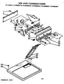 Top And Console Parts parts for Kenmore Dryer 110.76483610 (11076483610, 110 76483610) from AppliancePartsPros.com