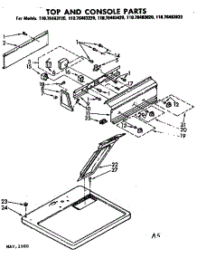 Top And Console Parts parts for Kenmore Dryer 110.76483620 (11076483620, 110 76483620) from AppliancePartsPros.com