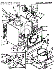 Cabinet Assembly parts for Kenmore Dryer 110.76490120 (11076490120, 110 76490120) from AppliancePartsPros.com