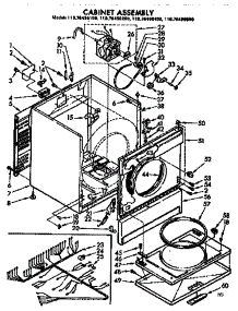 Cabinet Asm parts for Kenmore Dryer 110.76490600 (11076490600, 110 76490600) from AppliancePartsPros.com
