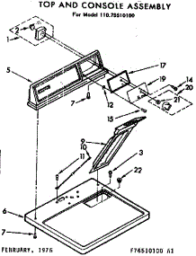 Top And Console Assembly parts for Kenmore Dryer 110.76510100 (11076510100, 110 76510100) from AppliancePartsPros.com