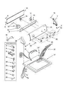 Top And Console Parts parts for Kenmore Dryer 110.76522501 (11076522501, 110 76522501) from AppliancePartsPros.com