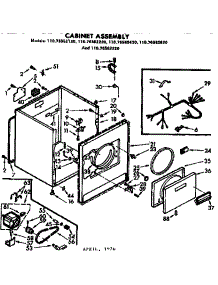 Cabinet Assembly parts for Kenmore Dryer 110.76562220 (11076562220, 110 76562220) from AppliancePartsPros.com